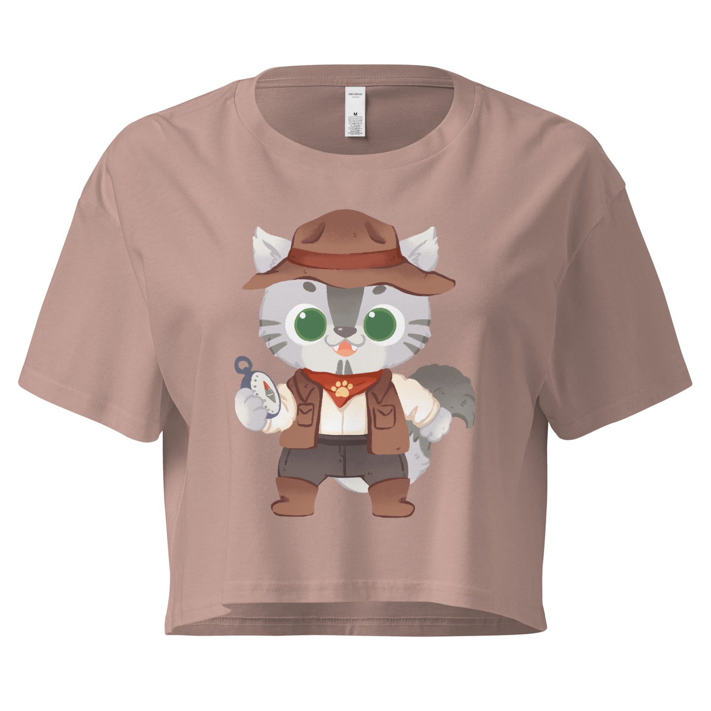 Crop top with adventure cat with compass graphic design