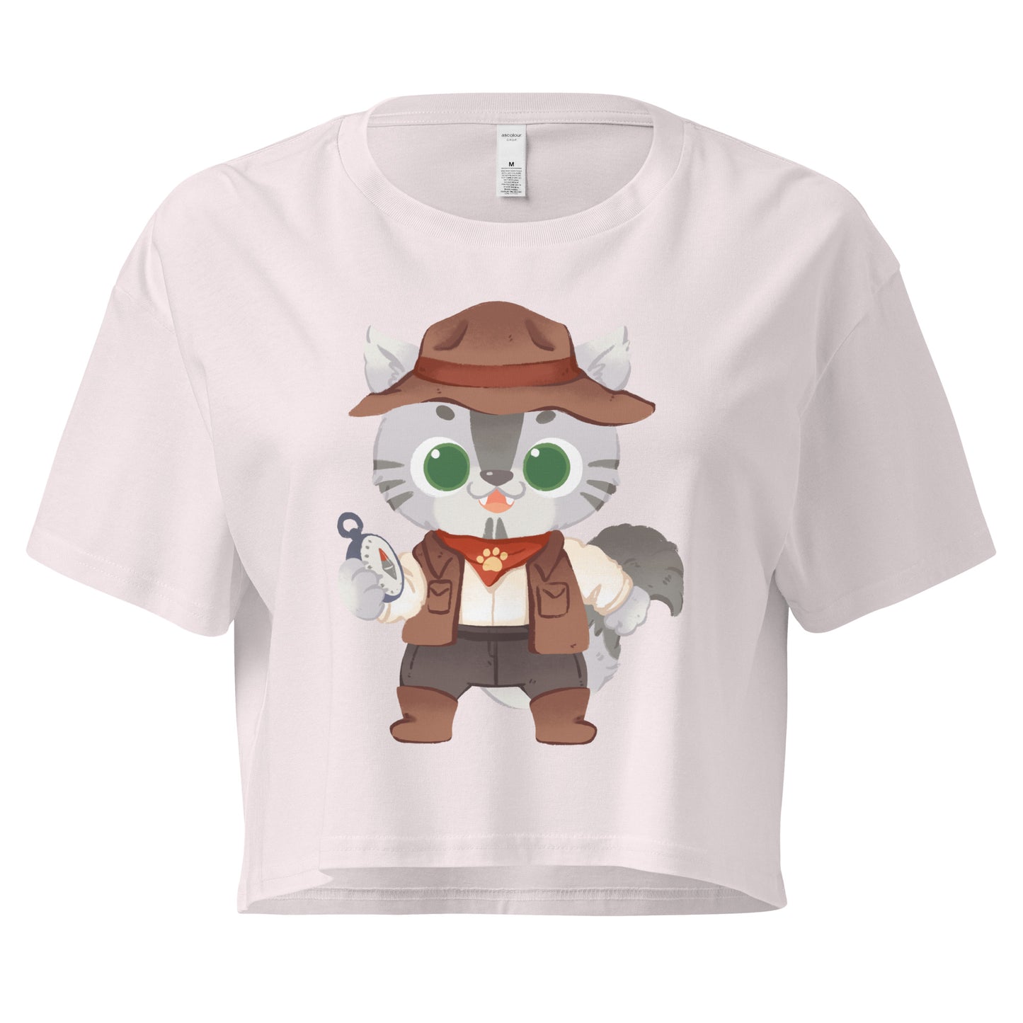 Crop top with adventure cat with compass graphic design