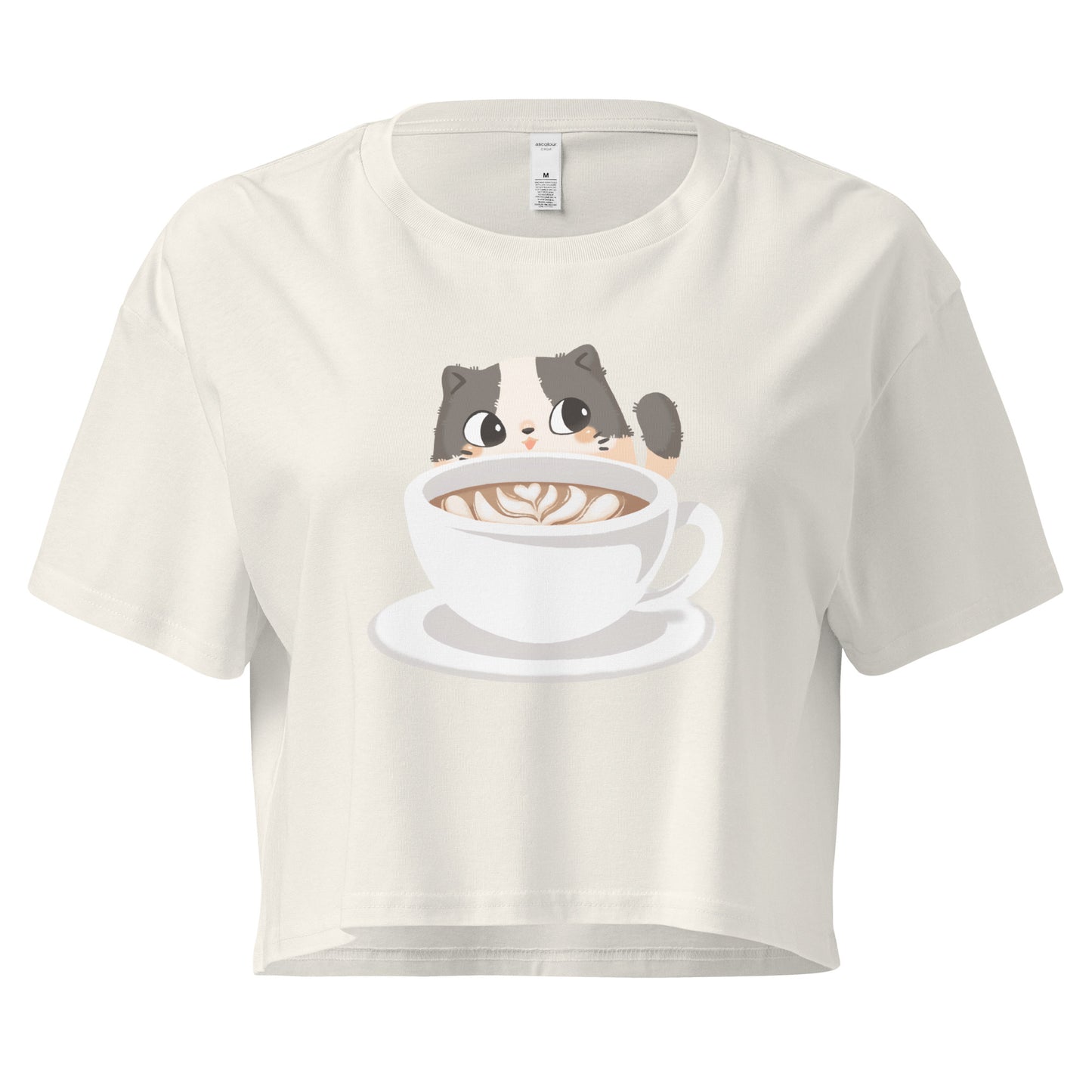 Crop top with cozy cat with latte design
