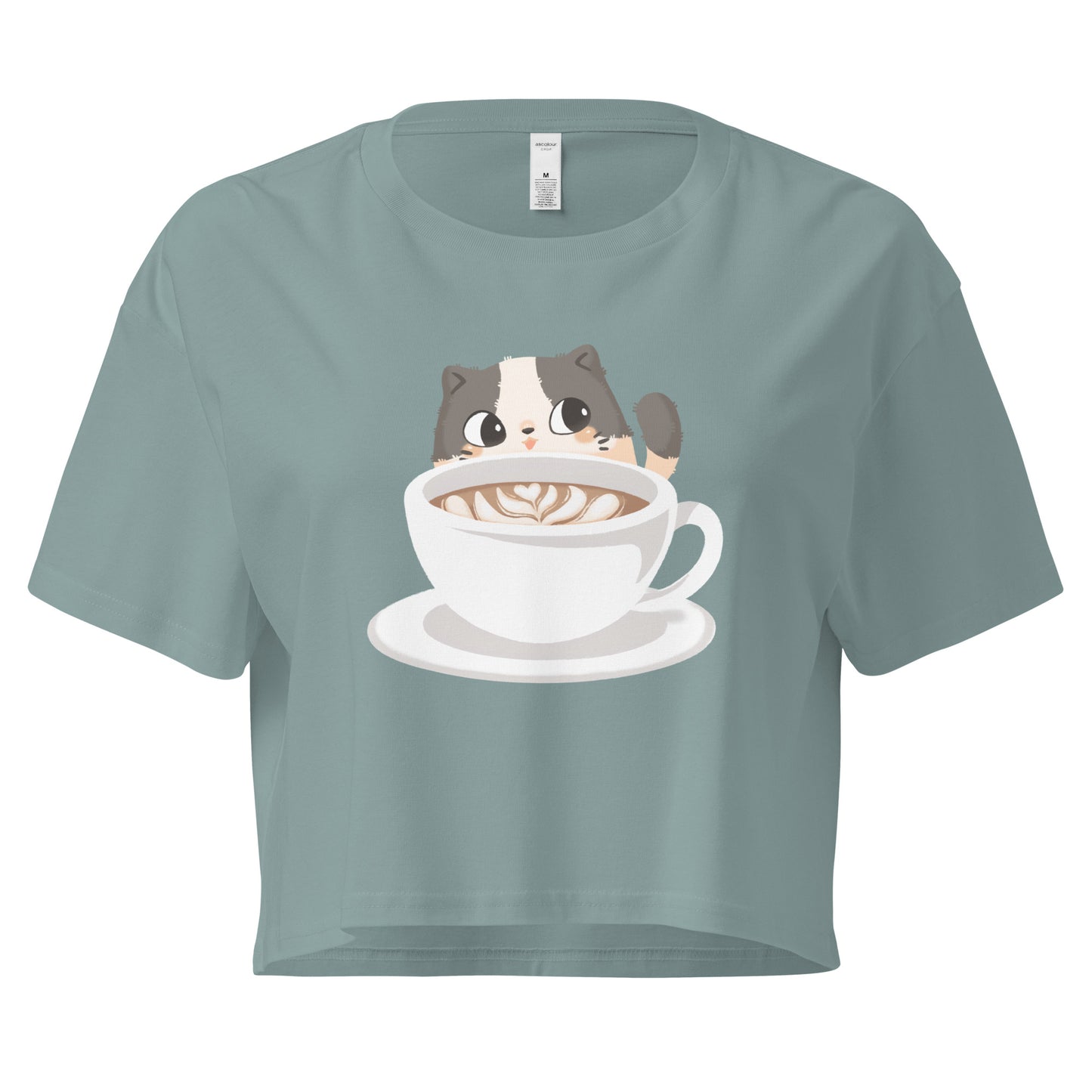 Crop top with cozy cat with latte design