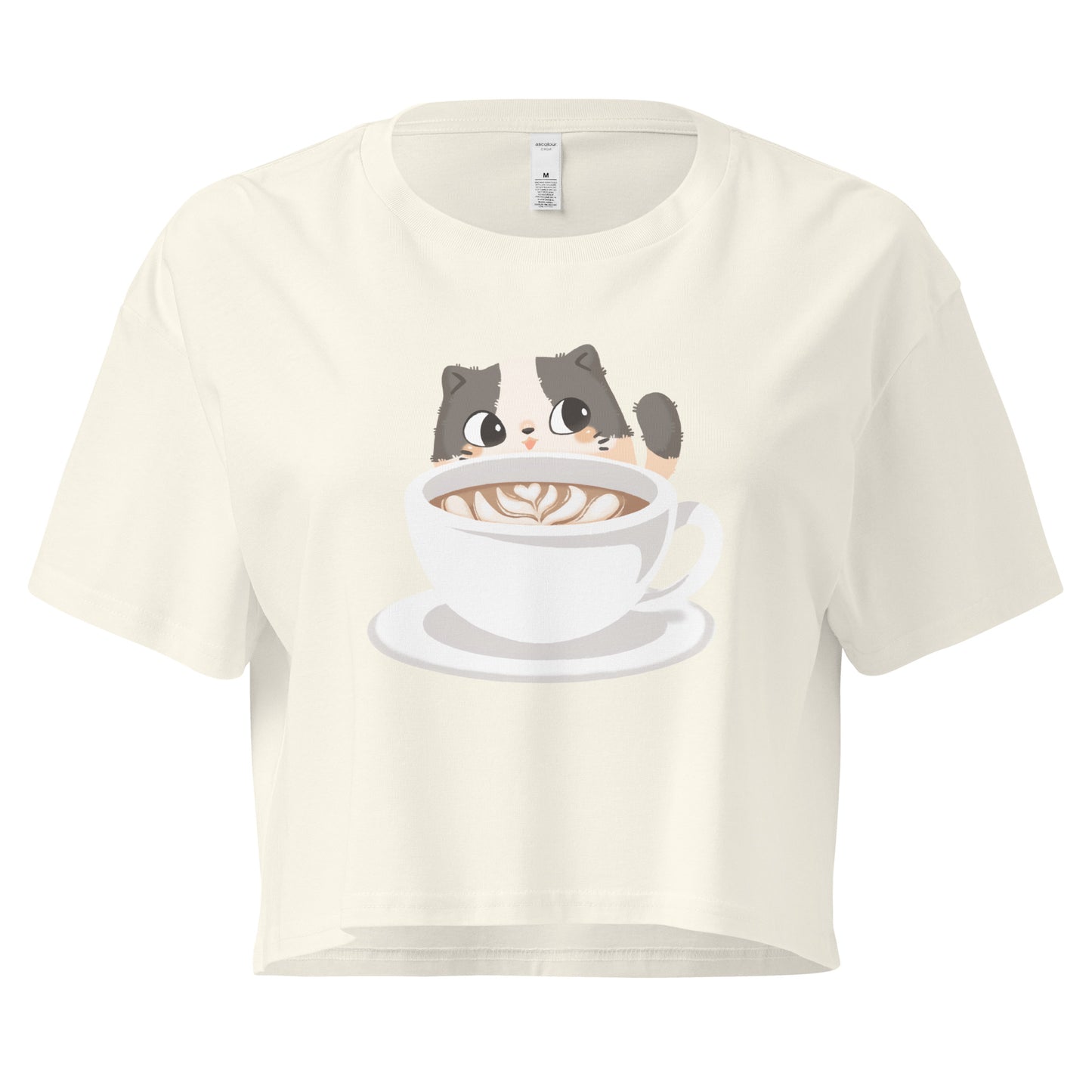 Crop top with cozy cat with latte design