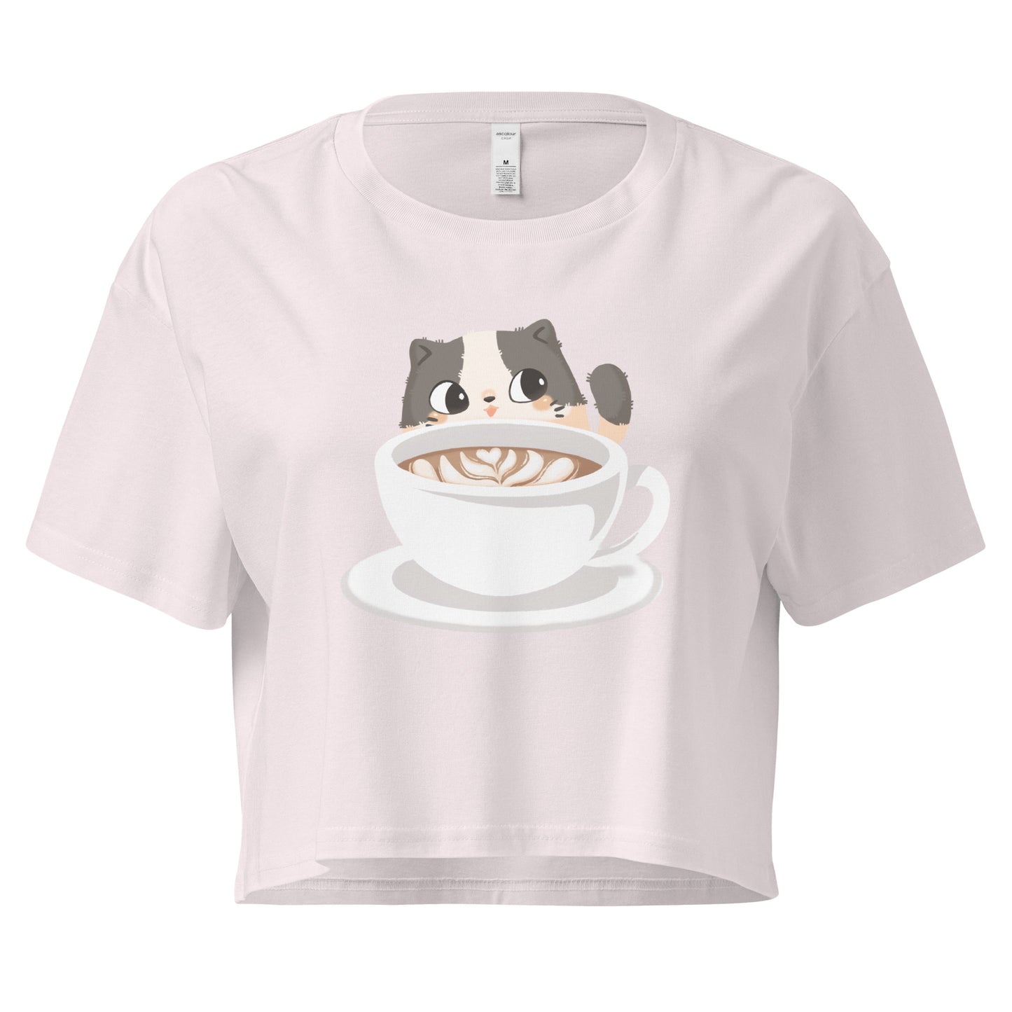 Crop top with cozy cat with latte design