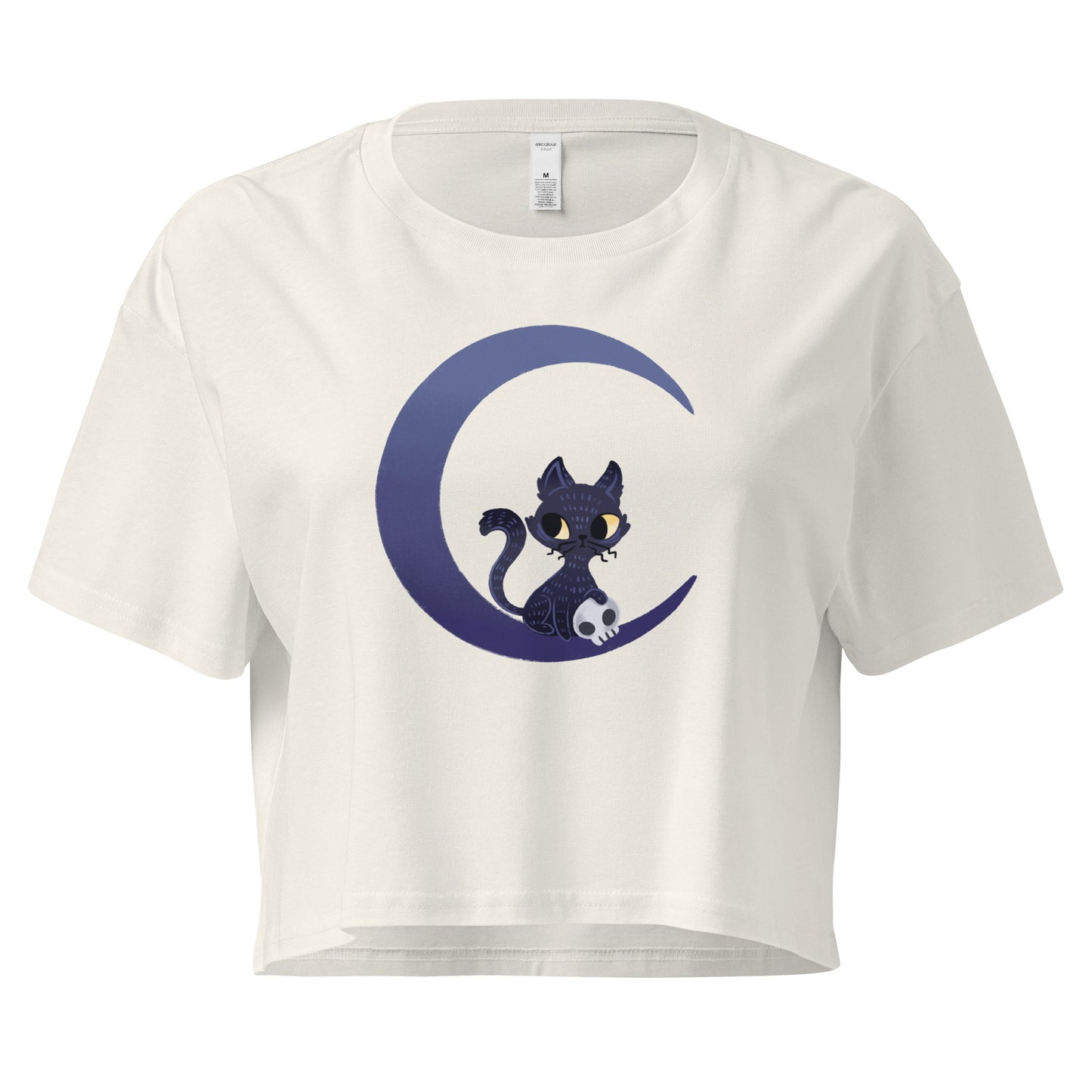 Crop top with a cat and moon design