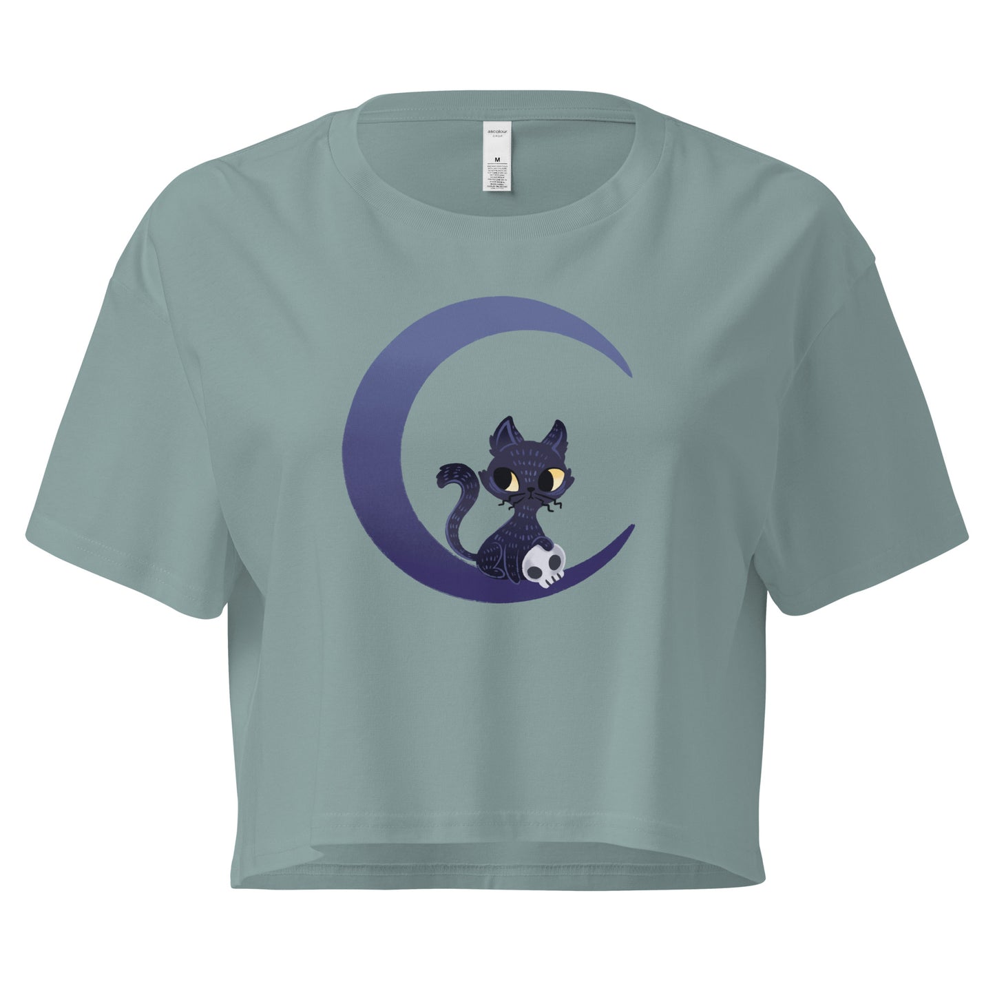 Crop top with a cat and moon design