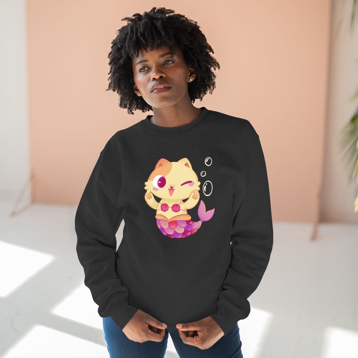 Meowmaid (Pink) Unisex Crewneck Sweatshirt