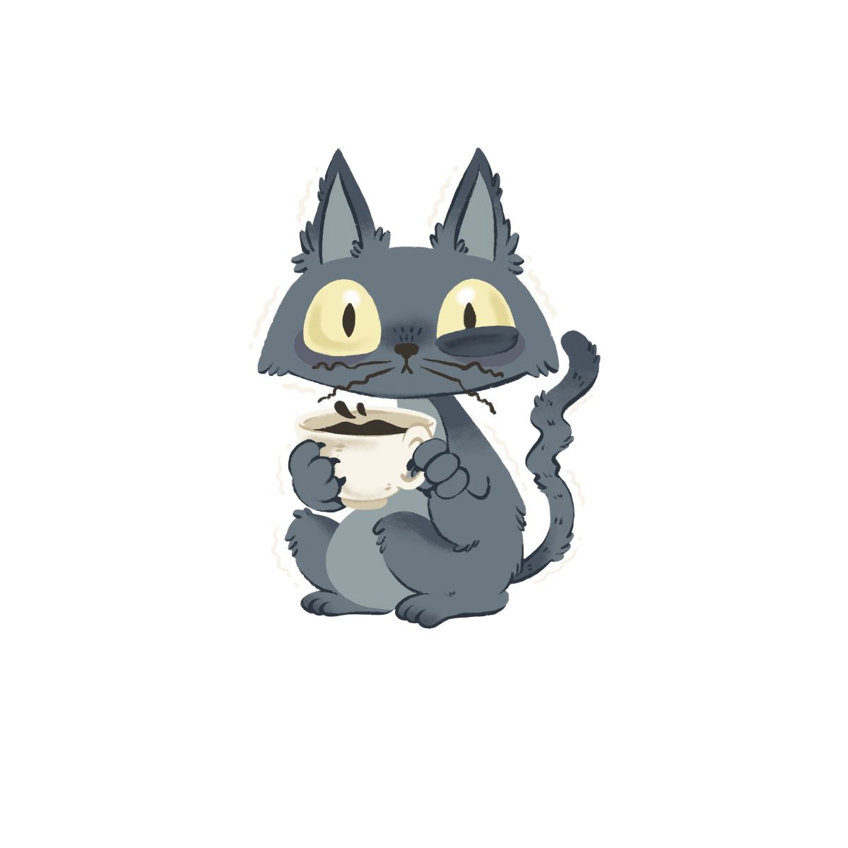Cat holding a cup of coffee design