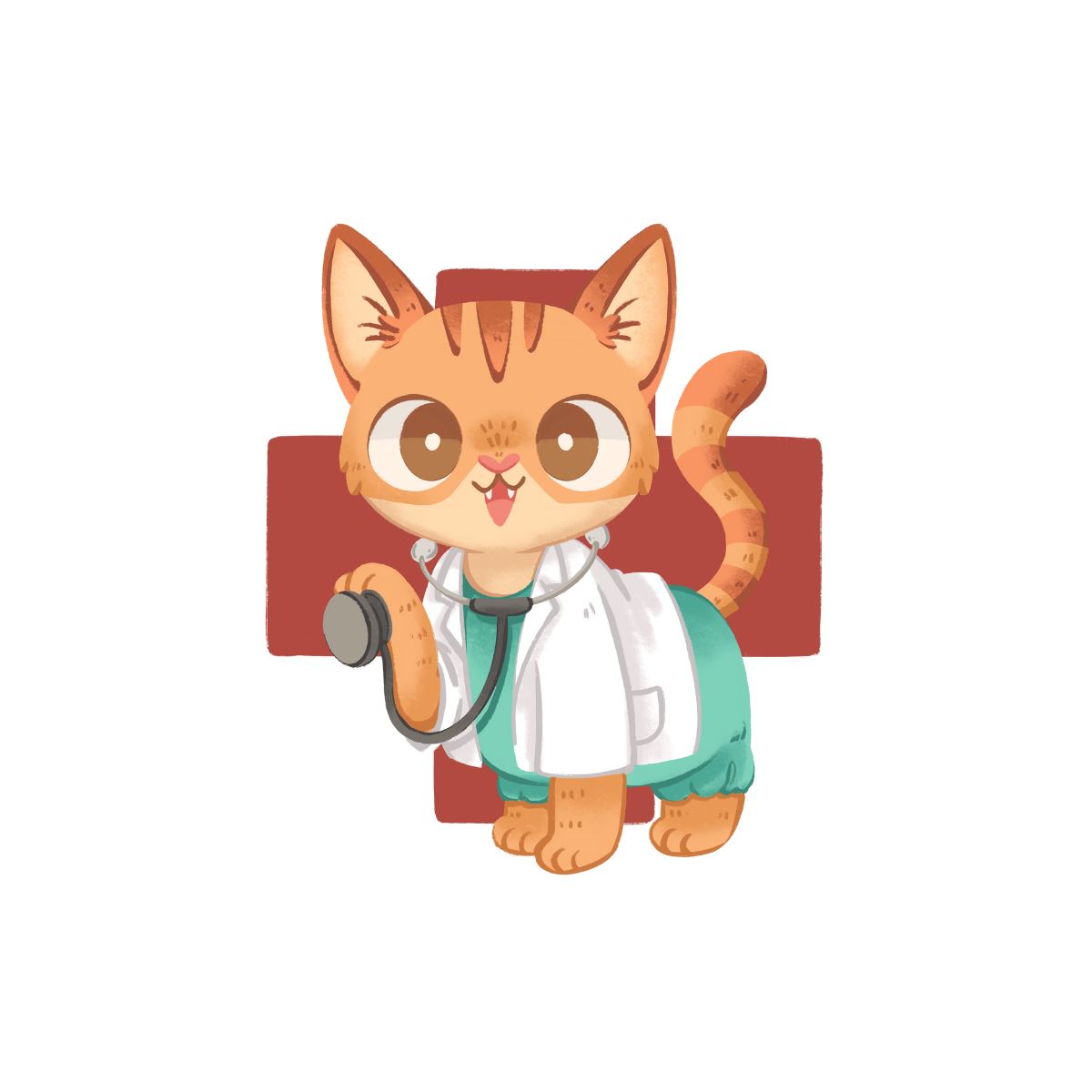 Meowdical Heroes cat in scrubs healthcare inspired design