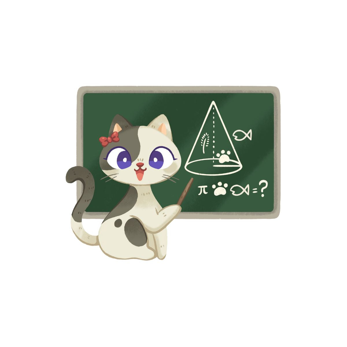 A teacher cat and chalkboard design flat art