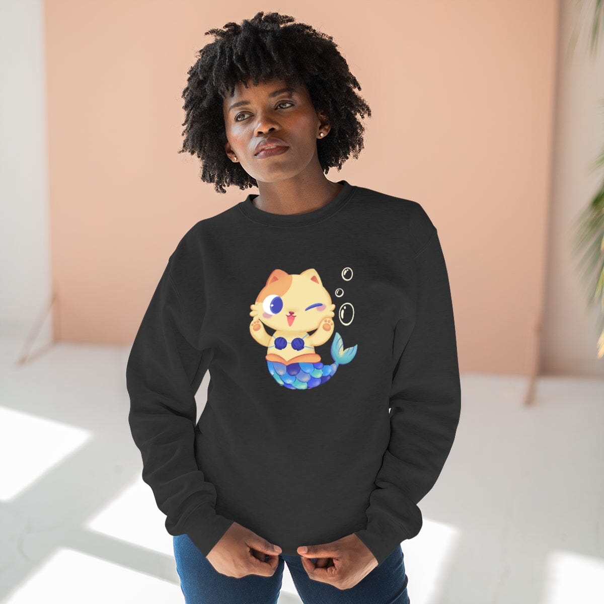 Meowmaid (Blue) Unisex Crewneck Sweatshirt