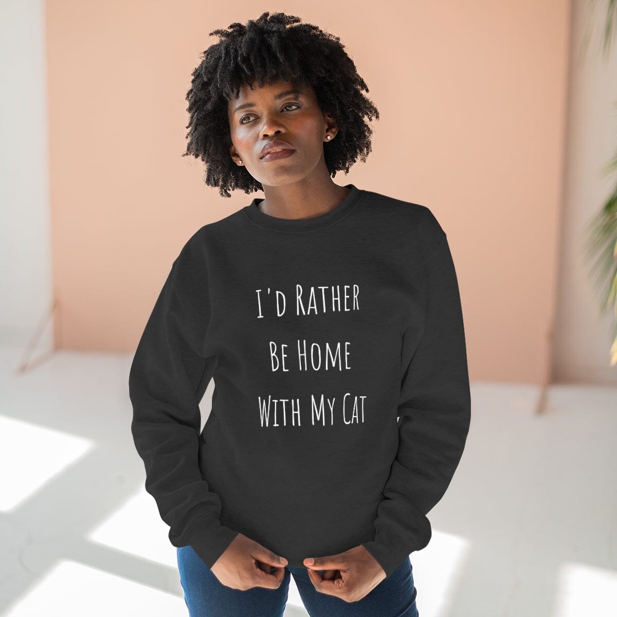 I'd Rather Be Home With My Cat Unisex Crewneck Sweatshirt